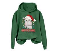Generisch Pull de Noël pour femme - Pull de Noël pour femme - Je veux faire un hippopotame avec un sweat à capuche., Vert foncé., S