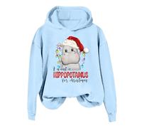Generisch Pull de Noël pour femme - Pull de Noël pour femme - Je veux faire un hippopotame avec un sweat à capuche., bleu ciel, XL
