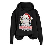 Generisch Pull de Noël pour femme - Pull de Noël pour femme - Je veux faire un hippopotame avec un sweat à capuche., Noir , XXL