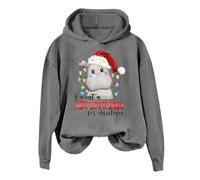 Generisch Pull de Noël pour femme - Pull de Noël pour femme - Je veux faire un hippopotame avec un sweat à capuche., gris, L