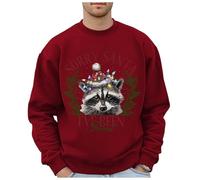 Generisch Pull de Noël pour homme avec imprimé léopard sauvage, grande taille, sans sweatshirts tendance avec logo de vacances imprimé, vêtements, hauts, sweat-shirts hip-hop grande taille, rouge, XXL