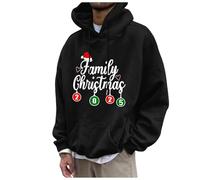 Generisch Pull de Noël pour homme - Motifs de Noël - Lettre - Pull à capuche - Style de fête de Noël - Tricot - Décontracté - Graphique - Manches longues - Tenue de Noël surdimensionnée, O Noir., S
