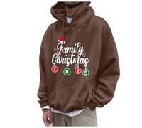 Generisch Pull de Noël pour homme - Motifs de Noël - Lettre - Pull à capuche - Style de fête de Noël - Tricot - Décontracté - Graphique - Manches longues - Tenue de Noël surdimensionnée, O Marron., L