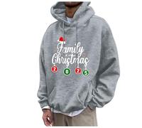 Generisch Pull de Noël pour homme - Motifs de Noël - Lettre - Pull à capuche - Style de fête de Noël - Tricot - Décontracté - Graphique - Manches longues - Tenue de Noël surdimensionnée, O gris clair