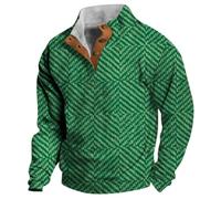 Generisch Pull de Noël pour homme - Style western - Couleur unie - Imprimé - Col montant numérique - Boucle de cravate, vert, XXL