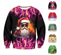 Generisch Pull de Noël pour homme, sweat-shirt de Noël « Merry Christmas » Pull de Noël Famille Unisexe Sweatshirts amusants Pull de Noël Pull en tricot 2025 (S-XXL), Noir , S
