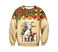 Generisch Pull de Noël pour homme, sweat-shirt de Noël « Merry Christmas » Pull de Noël Famille Unisexe Sweatshirts amusants Pull de Noël Pull en tricot 2025 (S-XXL), jaune clair, S
