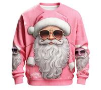 Generisch Pull de Père Noël festif comme sweat-shirt sans motif tricoté pour un confort hivernal Ambiance festive, Rose, XL
