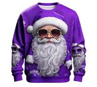 Generisch Pull de Père Noël festif comme sweat-shirt sans motif tricoté pour un confort hivernal Ambiance festive, lilas, 5XL
