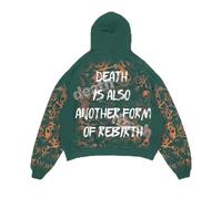 Generisch Pull de travail pour homme - Pull à capuche avec imprimé tête de mort d'Halloween - Coupe ample - Pull à capuche - Style gothique steampunk streetwear - Costume d'Halloween, O vert foncé