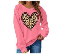 Generisch Pull décontracté à imprimé cœur pour femme - Col rond - Manches longues - (S)
