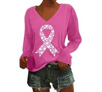 Generisch Pull décontracté pour femme avec col en V - Manches longues pour une mode décontractée élégante par tous les temps - Accompagnement quotidien confortable avec un design imprimé moderne, Rose