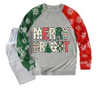 Generisch Pull décontracté pour femme avec imprimé de Noël comme sweat-shirt à capuche, col rond, manches longues, modèle pour une mode décontractée élégante, gris, 3XL