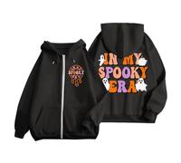 Generisch Pull d'Halloween à capuche pour homme avec inscription In My Spooky Era Backprint Baggy Beqeume Sweat à capuche confortable et doux Haut à capuche Couleur unie Décontracté Coupe ample Tops