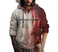 Generisch Pull d'Halloween pour homme Bloody Ko Horreur Sweat-shirt à capuche avec boutonnière Sweat à capuche Blood Graphique Pull imprimé Lettre Manches longues Sweat-shirts surdimensionnés Ne se