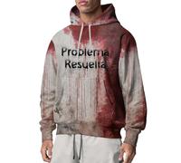 Generisch Pull d'Halloween pour homme Bloody Ko Horreur Sweat-shirt à capuche avec boutonnière Sweat à capuche Blood Graphique Pull imprimé Lettre Sweats à manches longues Oversize Ne se décolore pas