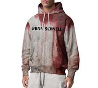 Generisch Pull d'Halloween pour homme Bloody Ko Horreur Sweat-shirt à capuche avec boutonnière Sweat à capuche Blood Graphique Pull imprimé Lettre Sweats à manches longues Oversize Ne se décolore pas