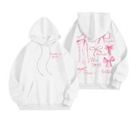 Generisch Pull d'hiver pour femme avec graphisme de mots, sweat à capuche, sweatshirts tendance, vêtements Preppy, sweat-shirt à manches longues, pull avec fermeture éclair sur le, Blanc., XXL