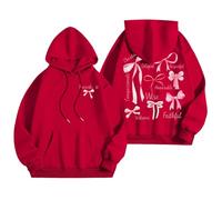 Generisch Pull d'hiver pour femme avec graphisme de mots, sweat à capuche, sweatshirts tendance, vêtements Preppy, sweat-shirt à manches longues, pull avec fermeture éclair sur le, rouge, S