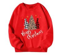 Generisch Pull E Fille Noël Flocon de Neige Sweat à Capuche Hiver Chaud Impression de Noël Pulls Sweatshirts Pulls 62, rouge, 10-11 ans