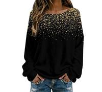 Generisch Pull élégant pour femme avec motif floral comme tunique décontractée pour le quotidien dans une version confortable à manches longues et col rond doux, Noir , XXL