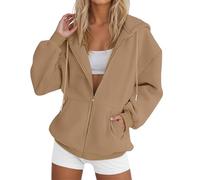 Generisch Pull en polaire pour femme avec sweat à capuche ample en velours paresseux pour étudiant Gilet réfléchissant pour femme, kaki, 3XL