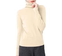 Generisch Pull en tricot à col roulé - Coupe ajustée - Doux et chaud - Pour l'hiver - Tenue basique décontractée et polyvalente, beige, XL