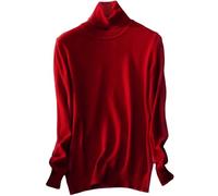 Generisch Pull en tricot à col roulé pour femme, coupe surdimensionnée élégante avec structure côtelée douce et chaude pour les journées fraîches, Bordeaux, L