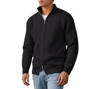 Generisch Pull en tricot à col roulé pour homme avec fermeture éclair - Automne - Hiver - Avec poches - Cardigan en tricot - Pull à manches longues - Pull en tricot - Pull d'hiver, O Noir., 4XL