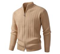 Generisch Pull en tricot à fermeture éclair 1/4 pour homme, travail et hiver, col roulé, cachemire, tricot fin, pull d'hiver à manches longues, col tortue doux, thermique, pull de transition, P Kaki