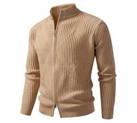 Generisch Pull en tricot à fermeture éclair 1/4 pour homme, travail et hiver, col roulé, cachemire, tricot fin, pull d'hiver à manches longues, col tortue doux, thermique, pull de transition, Q Kaki