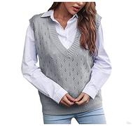 Generisch Pull en tricot à manches longues pour femme - Manteau d'hiver ample - Veste de transition douce, gris, S