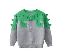 Generisch Pull en tricot à manches longues pour tout-petits avec imprimé dinosaure, chasseur d'hiver chaud pour filles et garçons, gris, 5-6 ans