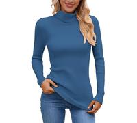 Generisch Pull en tricot doux avec col roulé pour une chaleur agréable en hiver, idéal comme chemisier décontracté au quotidien en voyage, Marine, taille unique