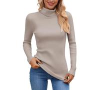 Generisch Pull en tricot doux avec col roulé pour une chaleur agréable en hiver, idéal comme chemisier décontracté au quotidien en voyage, kaki, taille unique