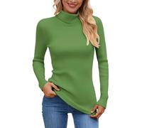 Generisch Pull en tricot doux avec col roulé pour une chaleur agréable en hiver, idéal comme chemisier décontracté au quotidien en voyage, vert, taille unique