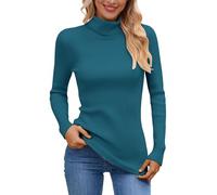 Generisch Pull en tricot doux avec col roulé pour une chaleur agréable en hiver, idéal comme chemisier décontracté au quotidien en voyage, bleu, taille unique