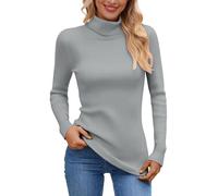 Generisch Pull en tricot doux avec col roulé pour une chaleur agréable en hiver, idéal comme chemisier décontracté au quotidien en voyage, gris, taille unique