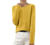 Generisch Pull en tricot pour femme - Couleur unie - Col rond - Pull d'hiver léger - Tricot fin - Élégant - Manches longues - Coupe droite - Pull d'hiver à manches longues - Pull en tricot pour