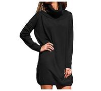 Generisch Pull en tricot pour femme - Robe d'hiver pour femme avec vent dans le dos - Manches longues - Pull ample - Pull ample pour femme - Camp, Noir , L