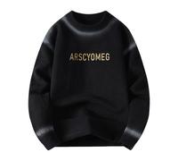 Generisch Pull en tricot pour homme avec effet spray - Pull décontracté à col rond avec logo imprimé - Pull moderne pour un style décontracté, Style_l02 Noir, XL