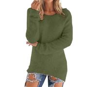 Generisch Pull femme automne décontracté pull tricoté grande taille col rond manches longues pull élégant chaud pull d'hiver léger pull polaire femme sweat-shirt haut Y2K vêtements adolescentes filles