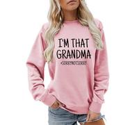 Generisch Pull Femme Automne Manches Longues Sweatshirt Sans Capuche Pull Drôle Mamie Vie T-shirt à Col Rond Pull Décontracté Haut à Manches Longues pour Femme Doux Confortable Pour Le Quotidien, Rose