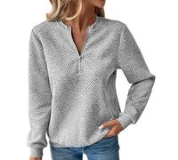 Generisch Pull femme avec fermeture éclair, sweat femme coupe régulière en maille tricot sweat-shirt automne hiver long pull polaire à demi-fermeture éclair coton haut tricot doux extérieur pull