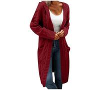 Generisch Pull Femme Chaud Hiver Avec Long Loose Cardigan Pâte Tricoté Vêtements Femme, rouge, XXL