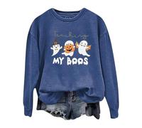 Generisch Pull Femme Citrouille Esprit Imprimé Manches Longues Col Rond Sweatshirt Halloween Costume Femme Festival Horreur T-shirt à Manches Longues Sweatshirts Haut Pull Sans Capuche, Sweat à