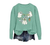 Generisch Pull Femme Citrouille Esprit Imprimé Manches Longues Col Rond Sweatshirt Halloween Costume Femme Festival Horreur T-shirt à Manches Longues Sweatshirts Haut Pull Sans Capuche, Sweat à