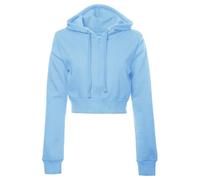 Generisch Pull Femme Couleur Unie Casual Basic Manches Longues Fermeture Éclair Crop Hoodie Veste, bleu clair, L
