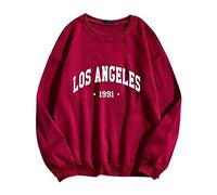 Generisch Pull Femme Hoodie 2023 Pull sans Capuche sans Chapeau Sweat-shirt Sportif Décontracté Top Lettres Imprimé Multicolore, Bordeaux, XXL