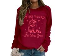 Generisch Pull Femme Mode Casual Couleur Unie Lâche Manches Longues Lettre Imprimé I'm Not for Everyone - Sweat à Capuche Col Rond, rouge, XXL